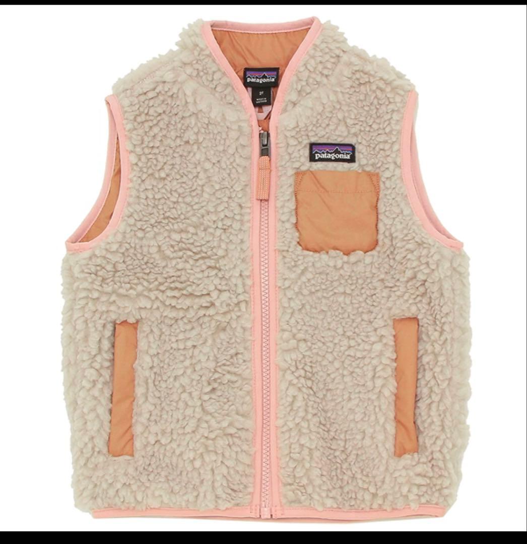 patagonia フリースベスト 2T クリーム/ピンク