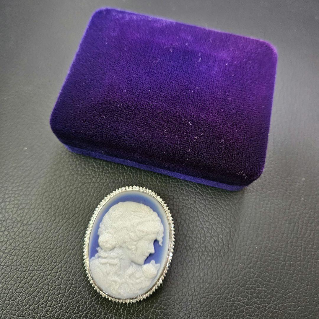 【美品】【鑑定済み】Pt900 プラチナ×ダイヤ カメオブローチ 箱付き！