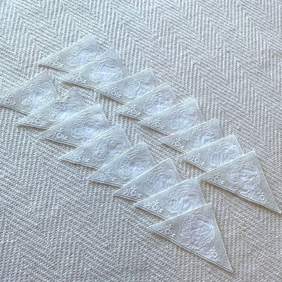 アンティークコットン レース刺繍 女性 三角パーツ マーガブ 16枚