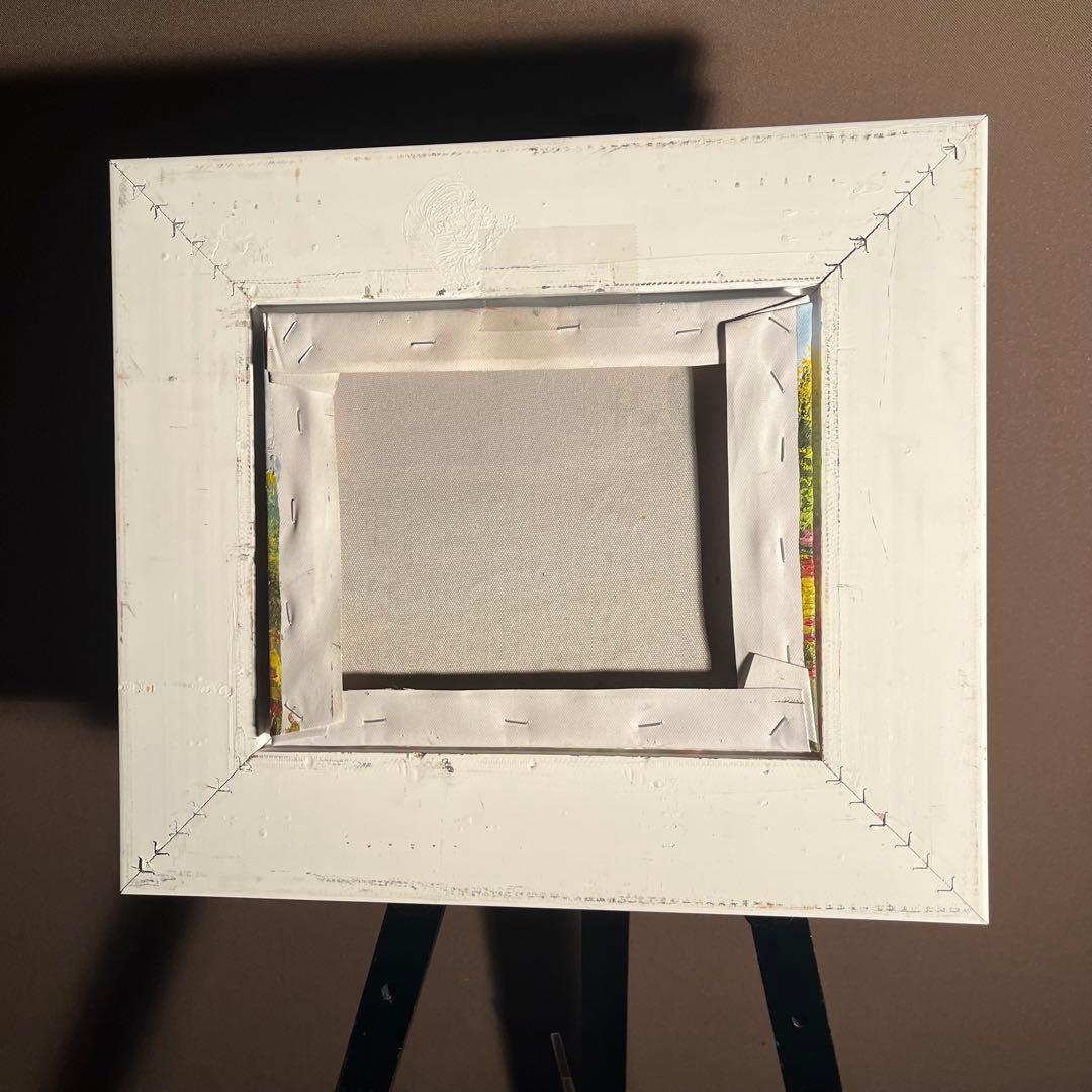 手描き油絵 アネモネ畑 額付 肉筆絵画 インテリア 油彩画