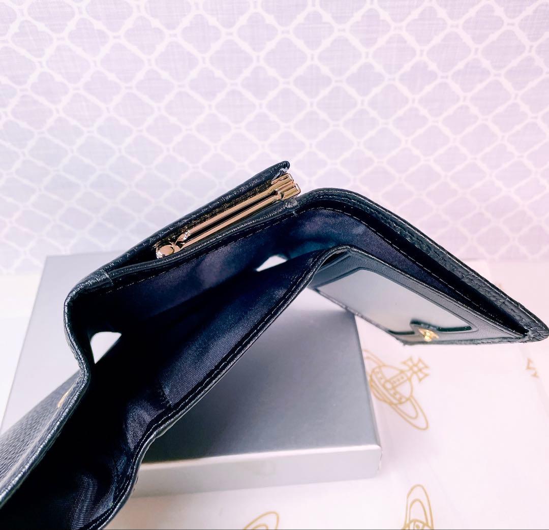 【魅力的☆ショッパー付】オーブ ヴィヴィアン・ウエストウッド 三折財布 黒