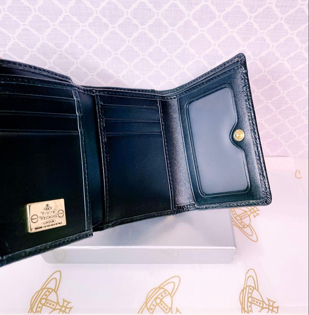 【魅力的☆ショッパー付】オーブ ヴィヴィアン・ウエストウッド 三折財布 黒