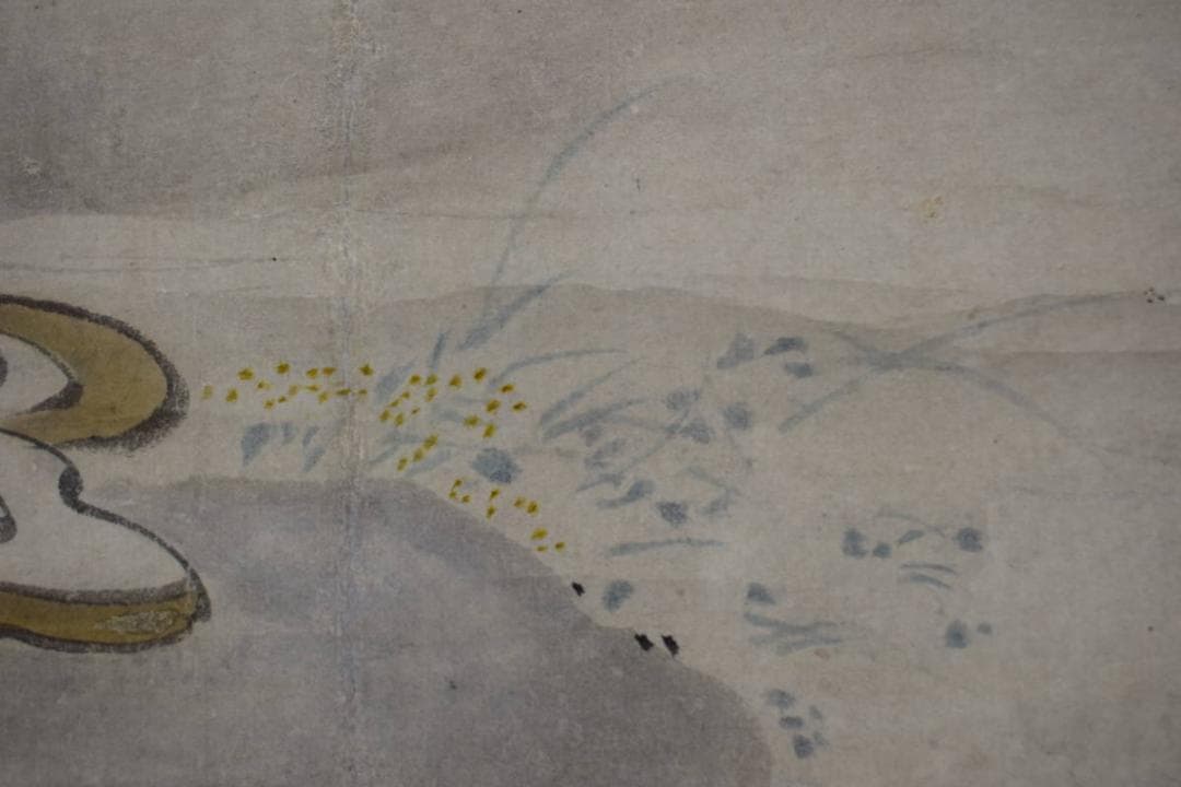 【真作】狩野常信/菊慈童図/横物/掛軸☆宝船☆Z-545