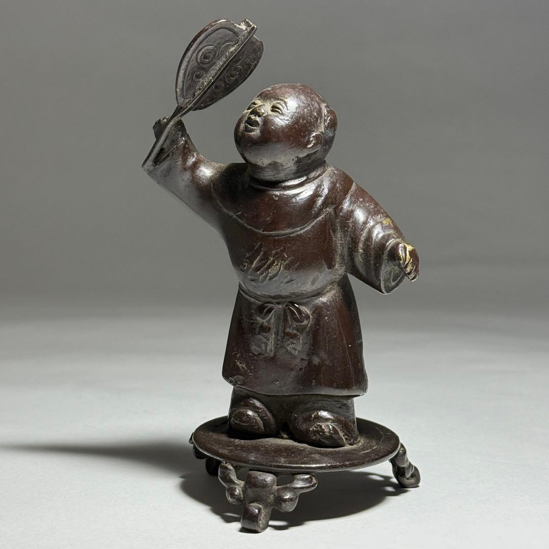 ◆古銅唐子置物 唐銅 江戸幕末〜明治時代◆