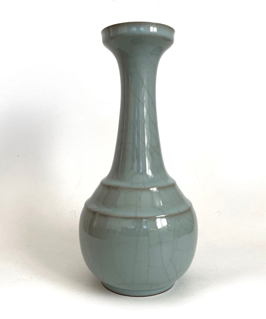 陶芸家　川瀬忍　青磁　花瓶　花入　中国写　中国古陶磁　箱なし