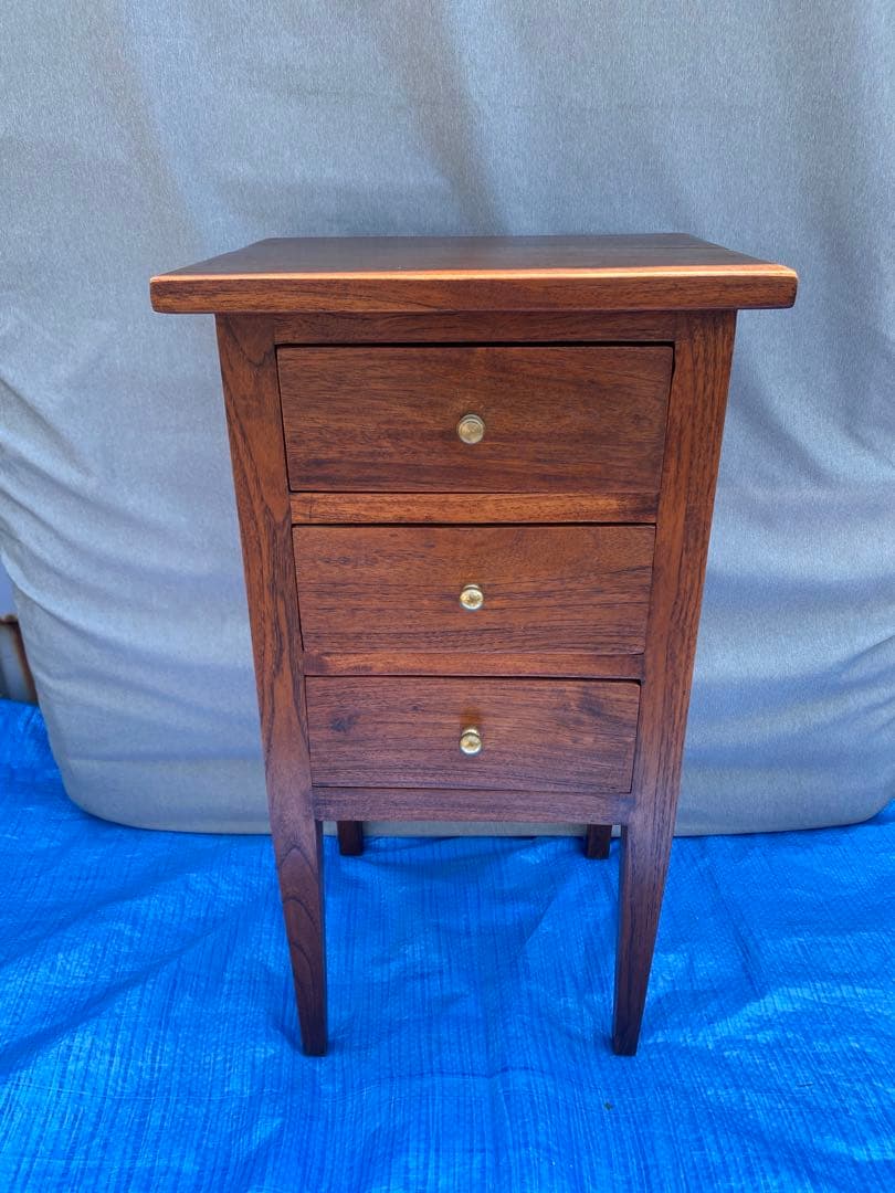 チーク無垢材 アンティーク調 チークスリム　チェスト ナイトテーブル サイド