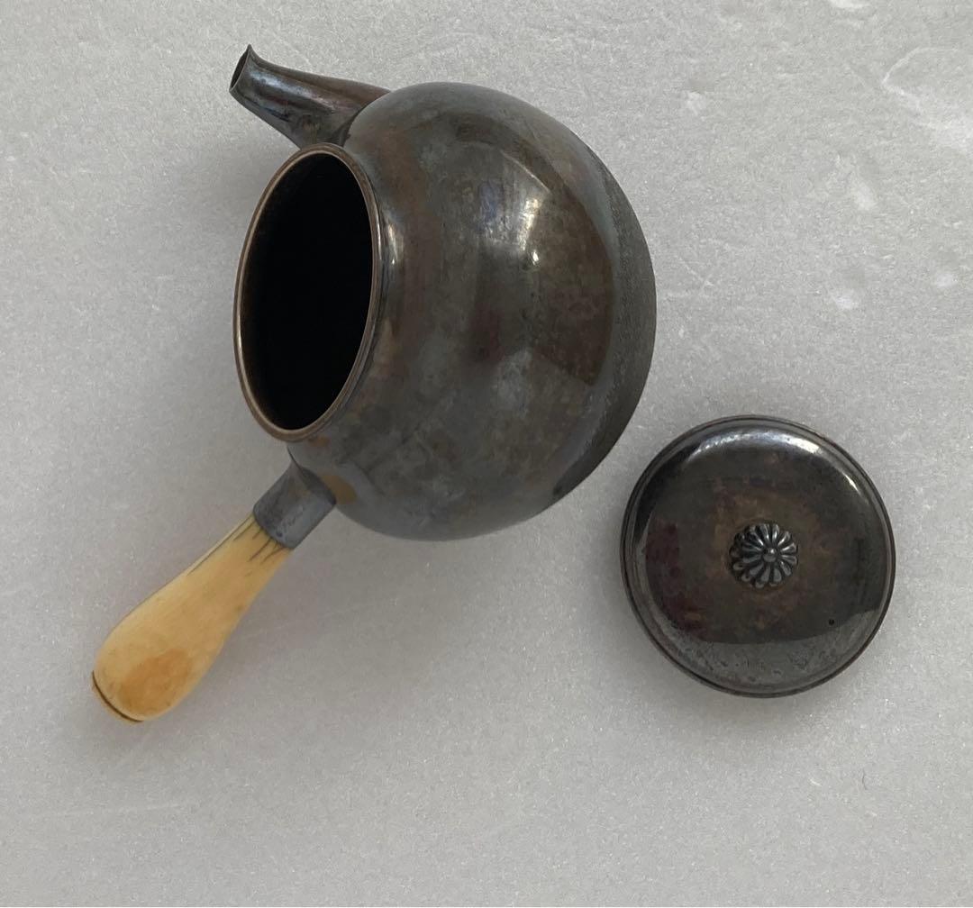 純銀横手急須 純銀急須 銀瓶 菊花摘蓋