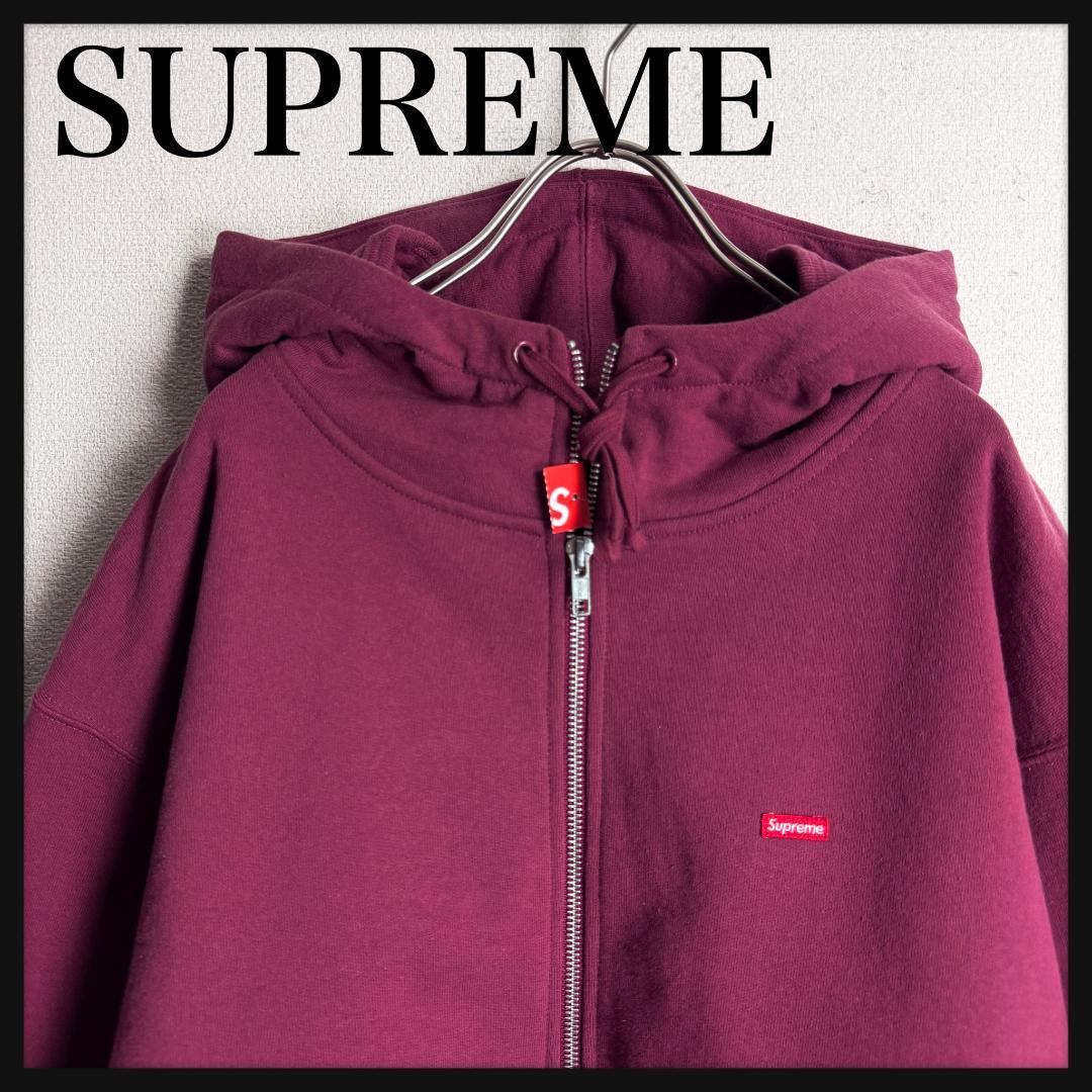 【桜色☆タグ付き☆スモールボックスロゴ】シュプリーム ジップパーカー即完売