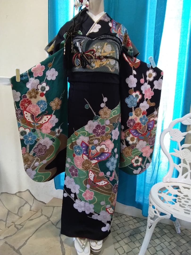 振袖フルセット、正絹絞り、落款、成人式、重ね襟、帯揚げ帯締め、西陣袋帯、襦袢