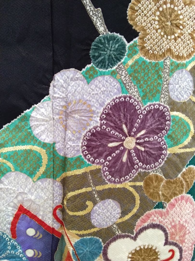 振袖フルセット、正絹絞り、落款、成人式、重ね襟、帯揚げ帯締め、西陣袋帯、襦袢