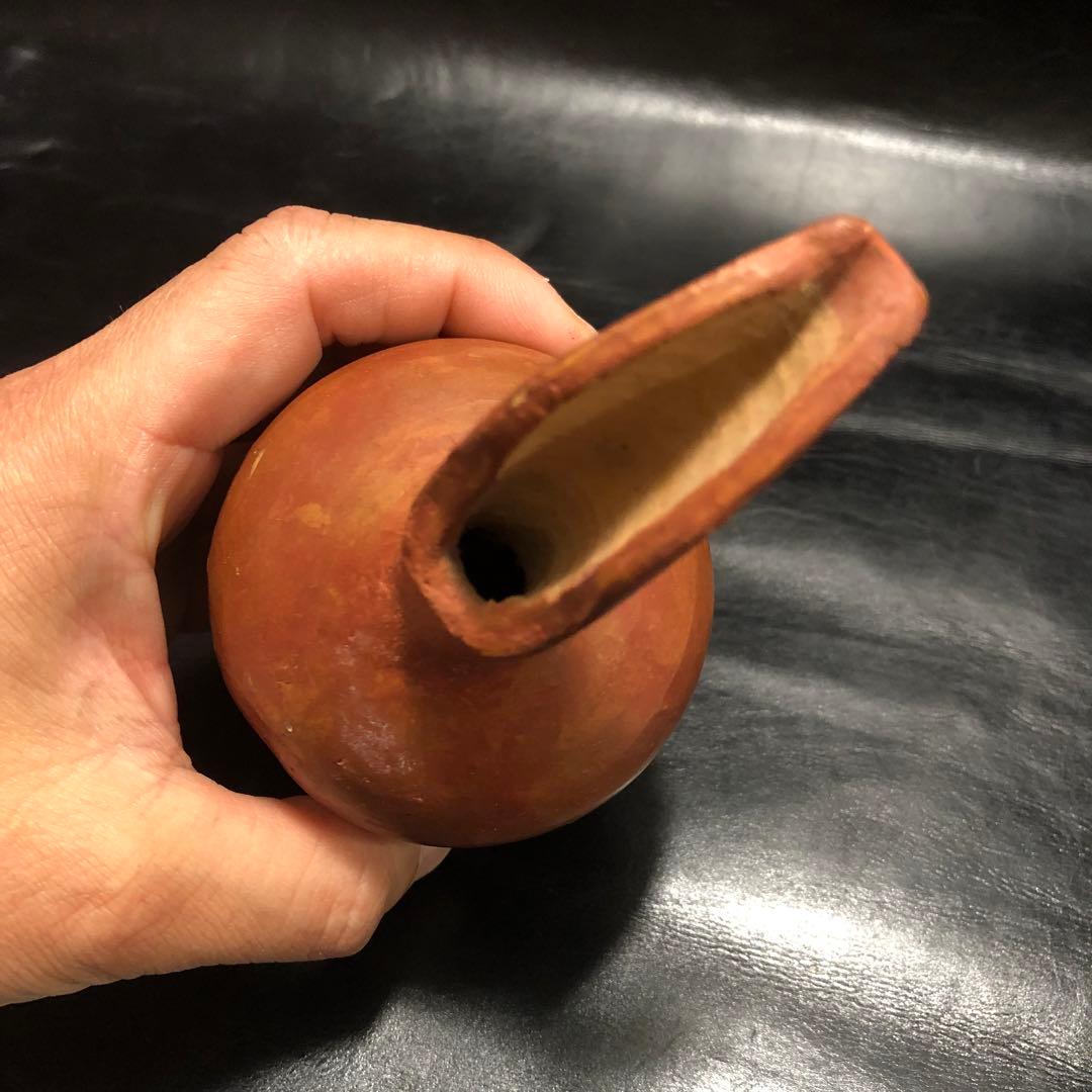 珍品◆蔵から謎の美しいシルエットの赤い壺、壷が出て来ました、水差し？茶道具？