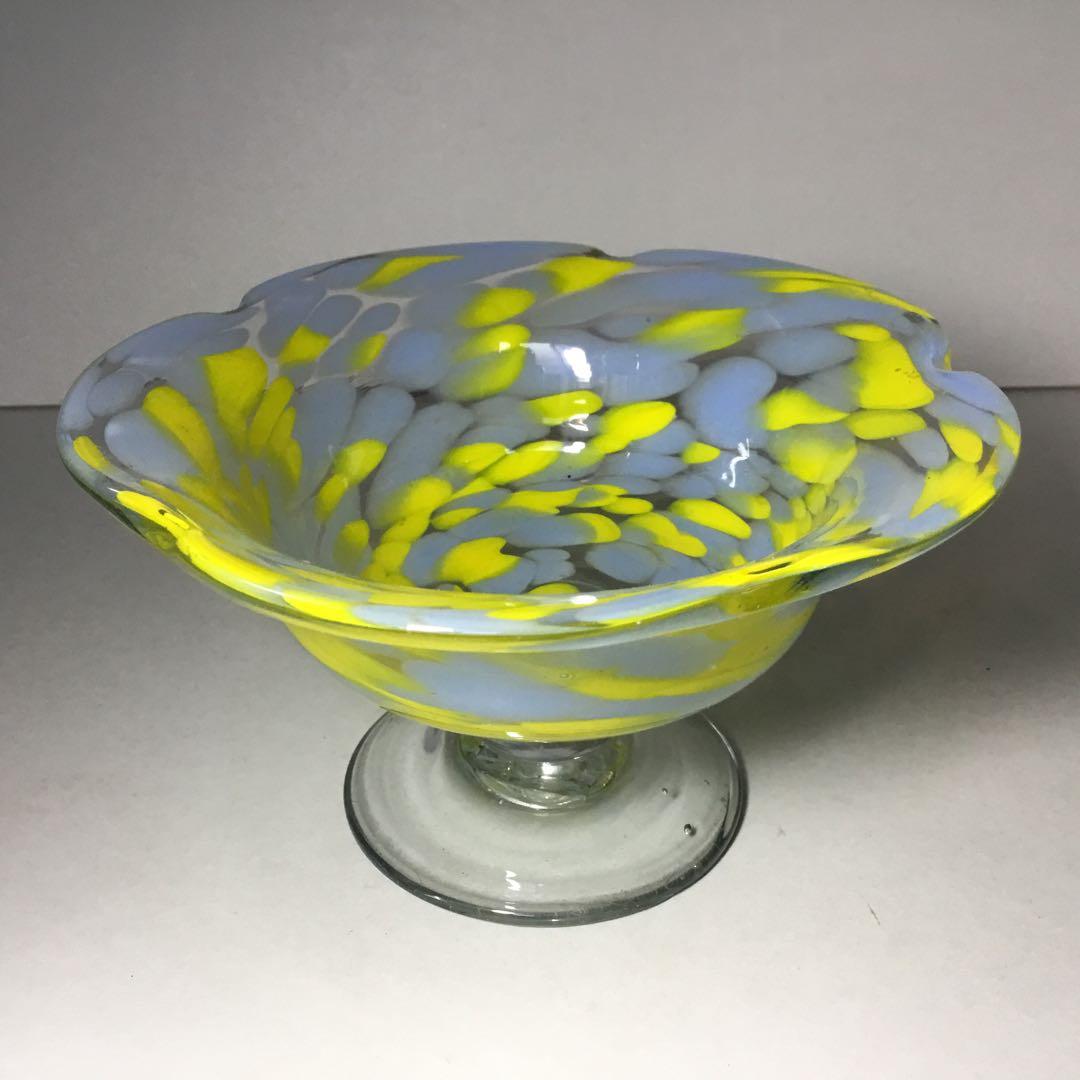 氷コップ◆２色 / グレー黄色◆輪花 戦前 大正ロマン かき氷 アンティーク