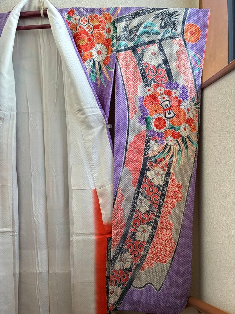 専用【逸品】藤娘きぬたや　総絞り　振袖　藤色　裄68 長襦袢　刺繍半襟付き