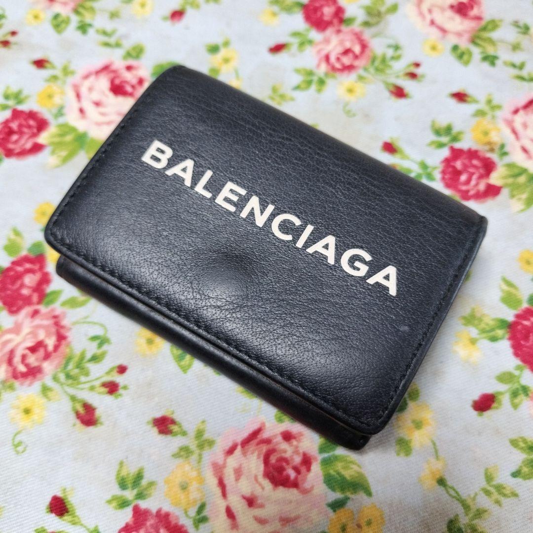 バレンシアガ 三つ折りコンパクト財布 ミニ財布 黒
