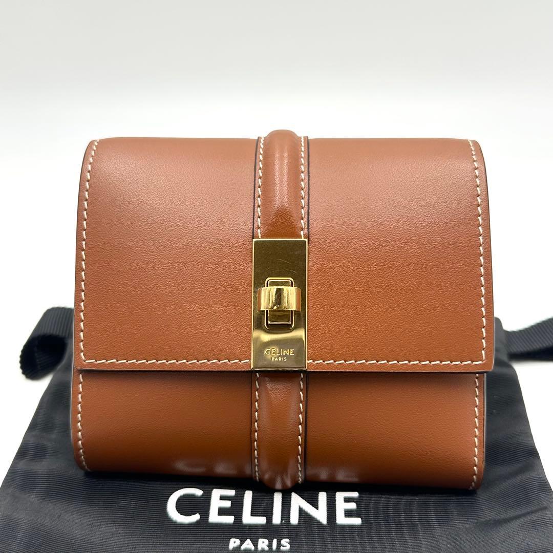 極美品/付属品完備✨セリーヌ スモール トリフォールドウォレット16 セーズ 茶