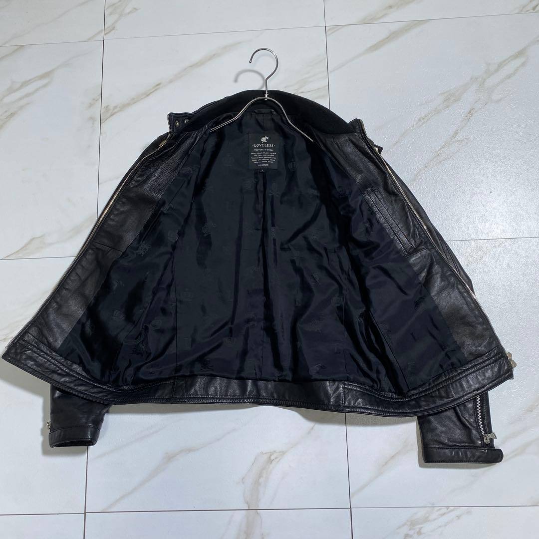 希少⭐︎ラブレス ラムスキン 羊革シングルライダースジャケット 裏地モノグラム