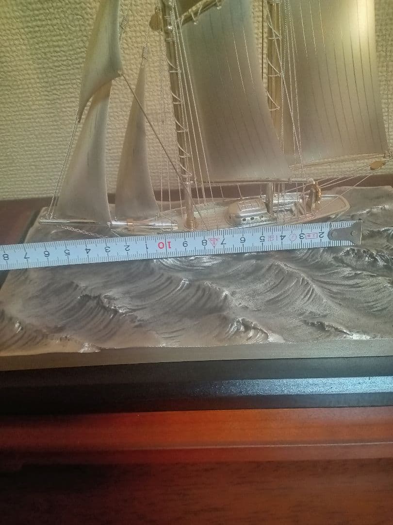 武比古作 SILVER 970 銀製ヨット 置物 ガラスケース付き シルバー製