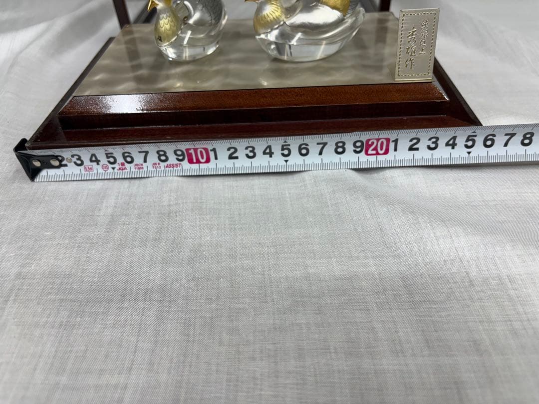 銀製　鴛鴦 オシドリ　ガラス製 置物 ケース入り