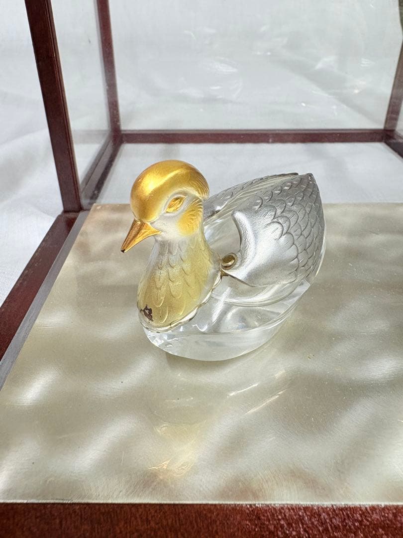 銀製　鴛鴦 オシドリ　ガラス製 置物 ケース入り
