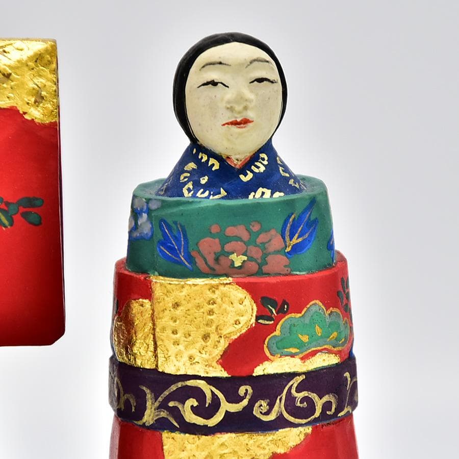 ★ 椿餅★加賀國 正運作 木彫 彩色 立雛 雛人形 ひな人形