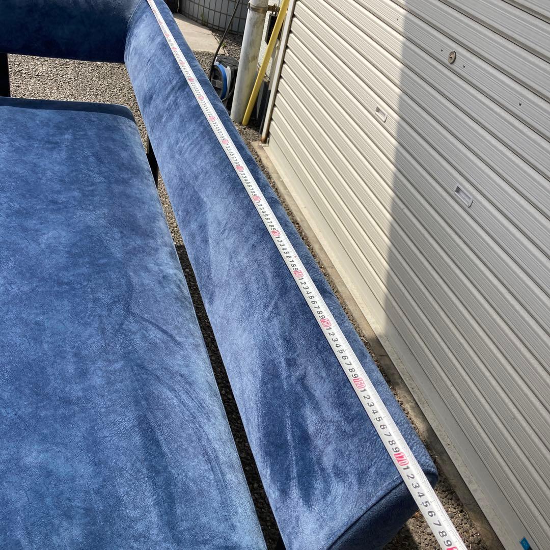 むぎページ　青いファブリック L字型ソファセット