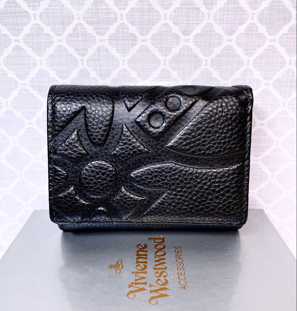 【魅力的☆ショッパー付】オーブ ヴィヴィアン・ウエストウッド 三折財布 ブラック