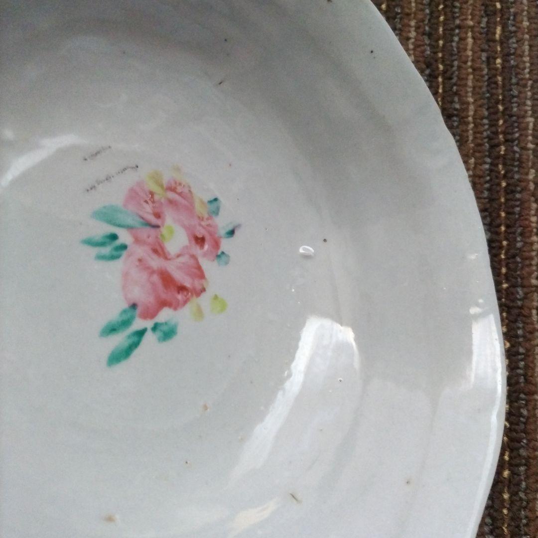 中国古玩　民国時代　碗　牡丹／芍薬？　蓮？　梅　「萬古」