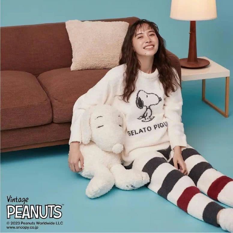 ジェラートピケ ルームウエア パジャマ スヌーピー 上下セット 冬 長袖