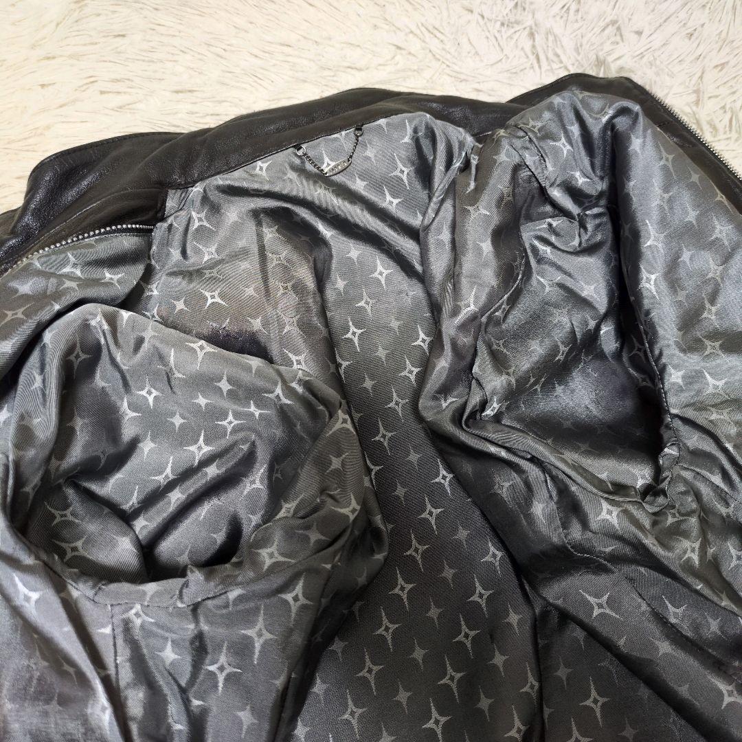 junmen JLINE ラムレザー シングルレザーライダース 黒 L 袖リブ