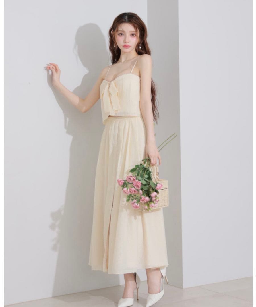 ローブドフルール　ドレス　クリームイエロー　Sサイズ