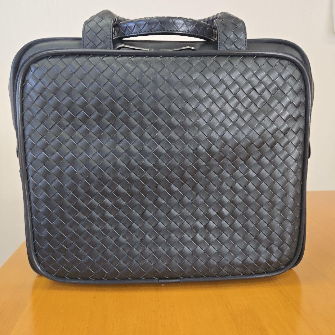 編み込みレザー ビジネスバッグ 黒
