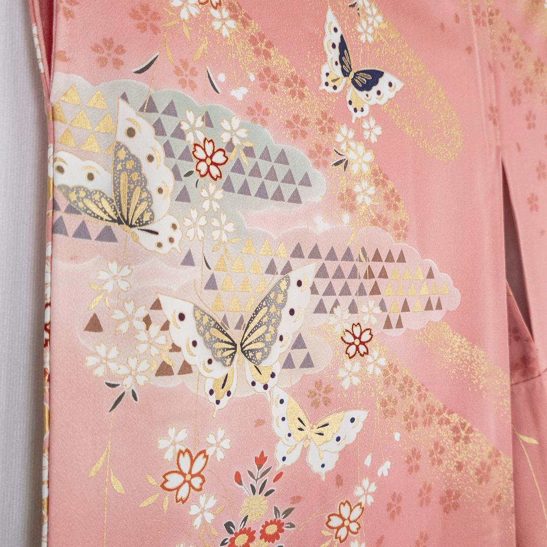 値下げコメント対応しません R7SK1333 振袖+帯 2点セット 金彩