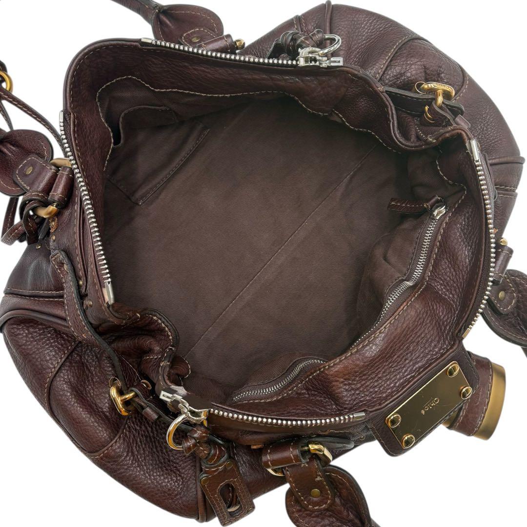 6205 美品 クロエ パディントン 南京錠 ハンドバッグ ミニボストン 焦げ茶