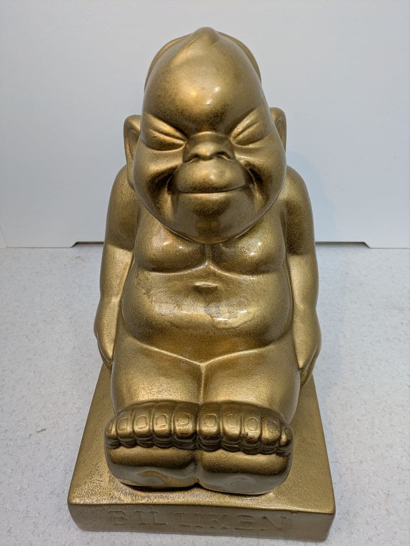 ☆b719、幸運や繁栄をもたらす神様 ビリケン像の置物 金色 特大