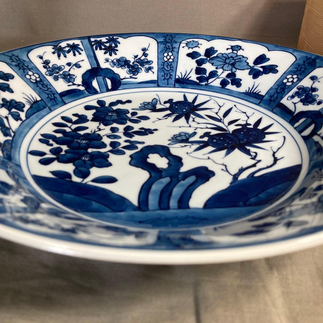 【源右衛門】古伊万里の伝統　日本の名窯　舘林源右衛門作　染付芙蓉手　大深皿