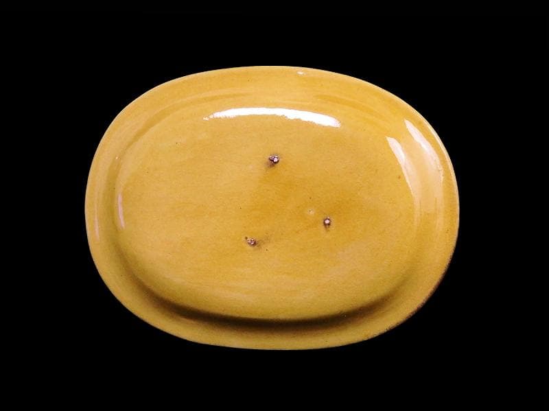 珉平焼　淡路焼　小判形　龍紋の図 陰刻　手塩皿　３枚　D022AS-fbtj