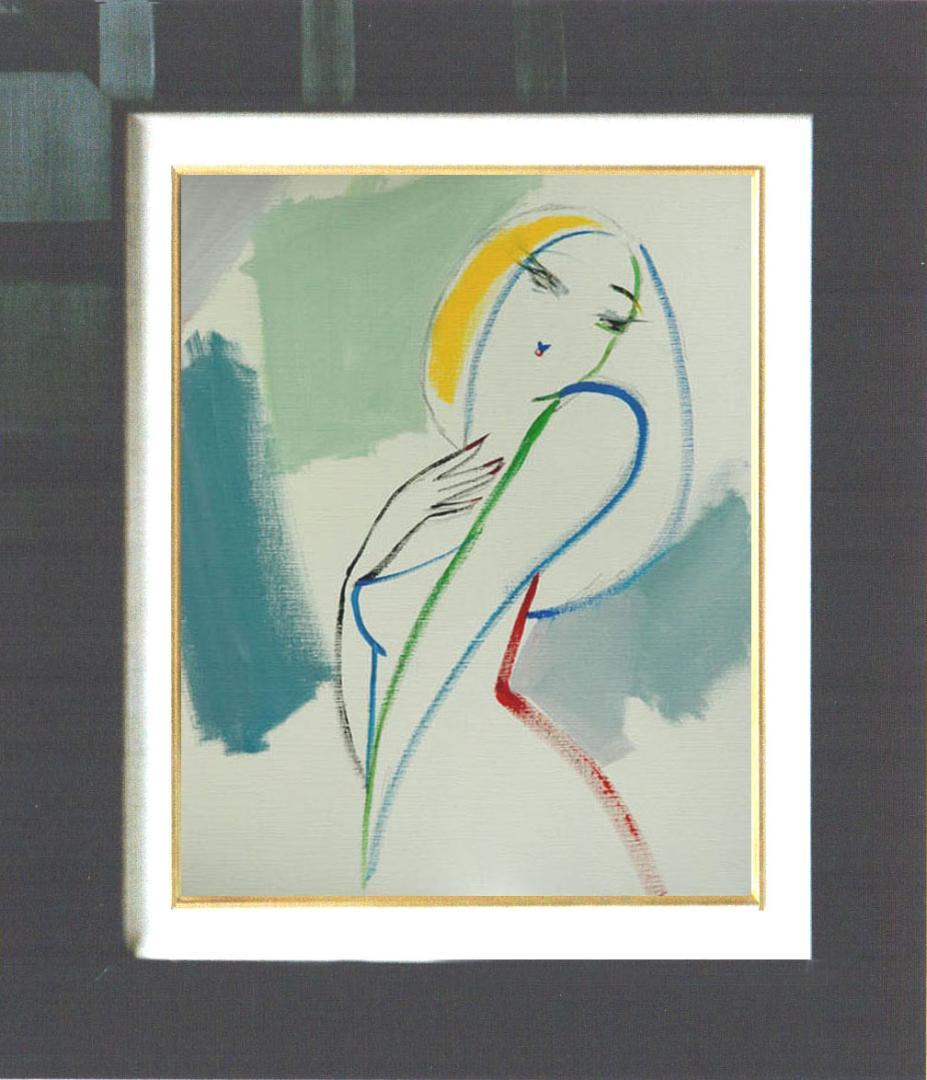 油絵 菅家令子 絵 絵画 インテリア 額付(黒) F6-082611 人物 女性