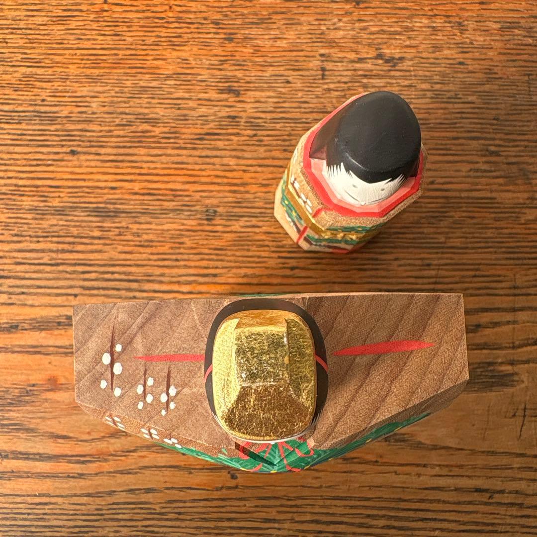 奈良一刀彫 木製 立ち雛 作家物 藤代光雄 創作雛 木彫り