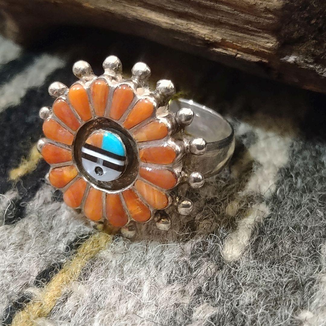 アクセサリー Zuni Needle Point Red Coral Ring