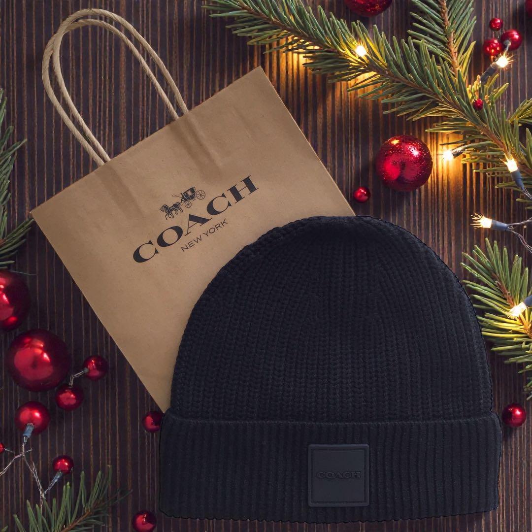 新品　ショッパー付　COACH コーチ　男女兼用　ニットキャップ
