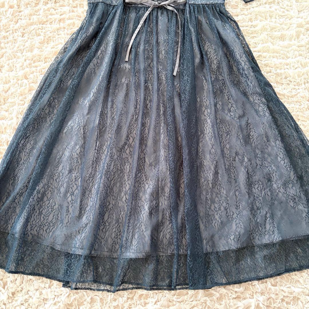 AIMER エメ　ギャザースリーブレースアップドレス　XL LL ブルー 大きい