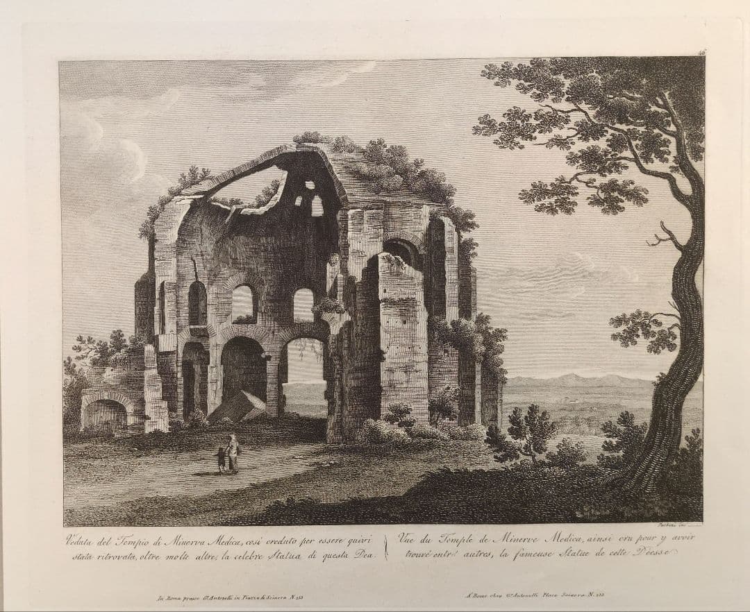 ローマ建築 ミネルウァ神殿 アンティーク版画