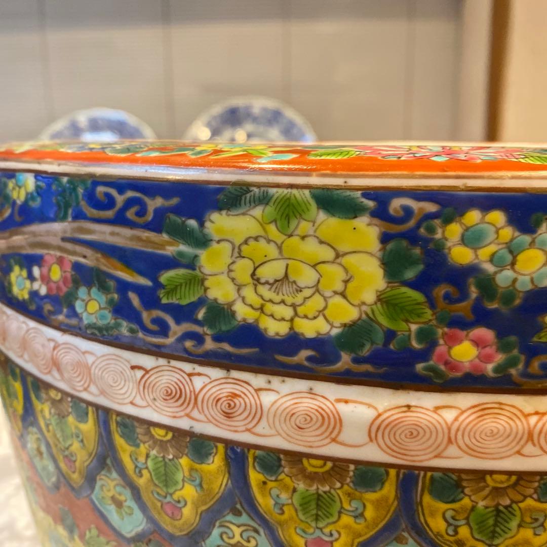 色絵唐獅子牡丹火鉢31cm37cm