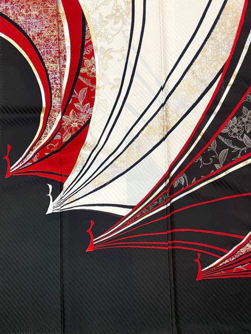 梅乃【151】正絹　振袖　フルセット　前撮り　成人式　撮影　大人　黒　赤　金