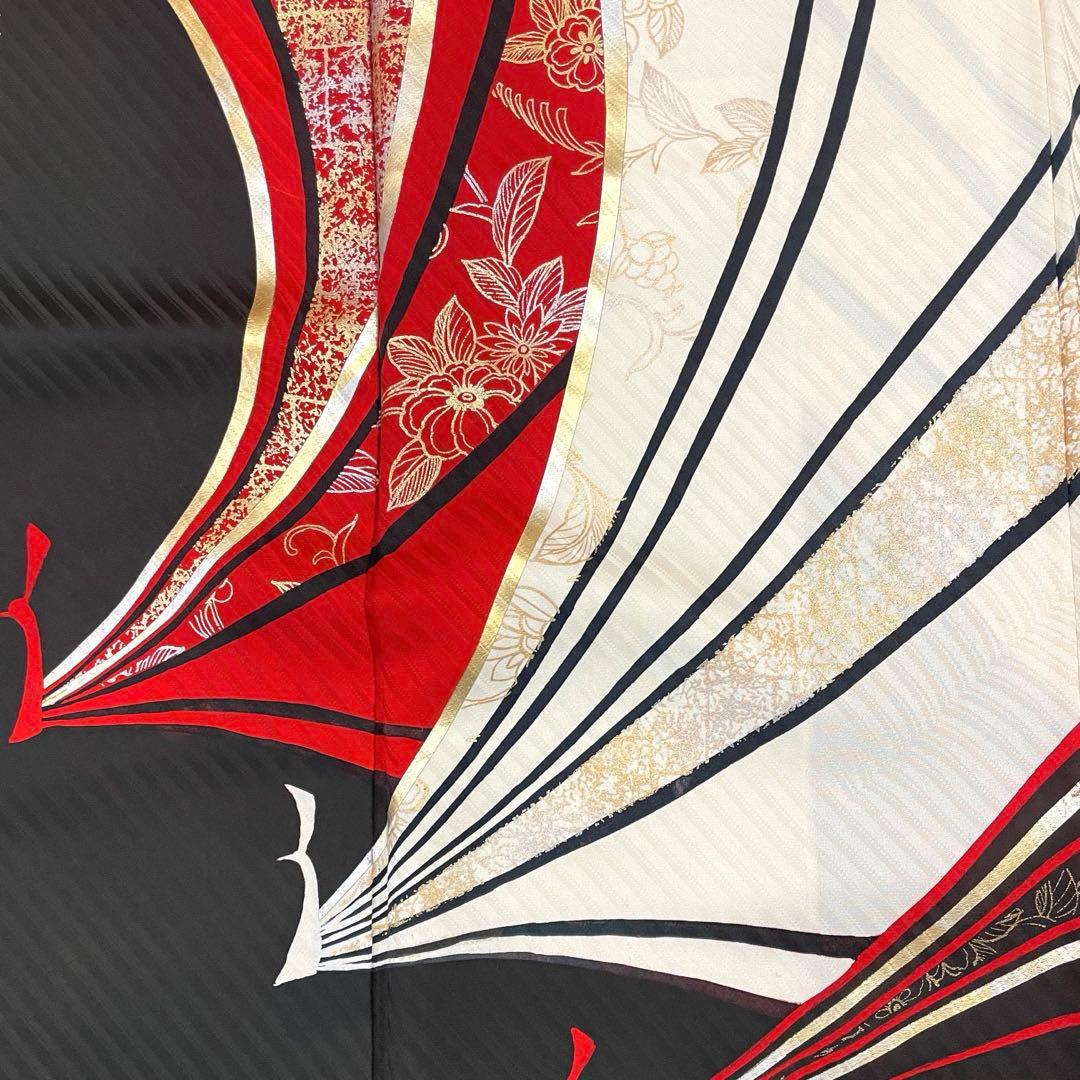 梅乃【151】正絹　振袖　フルセット　前撮り　成人式　撮影　大人　黒　赤　金