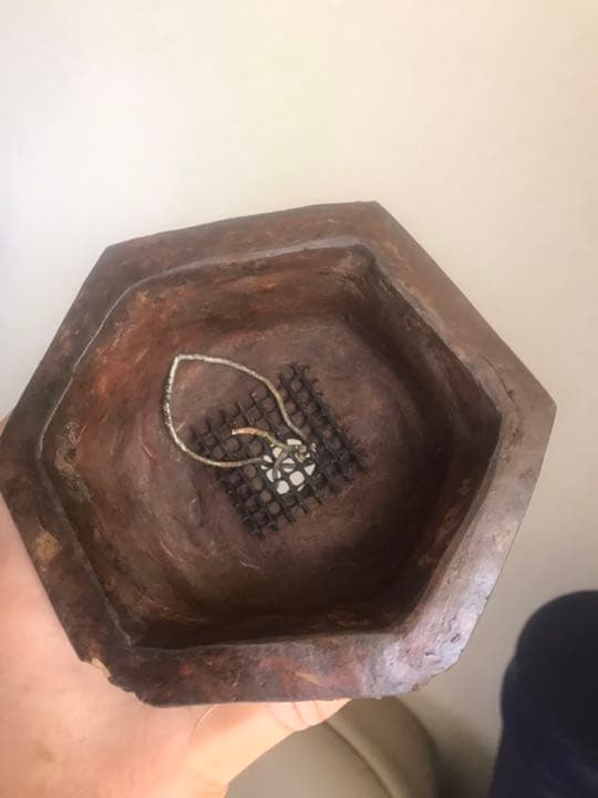 盆栽鉢　時代手捻り練り込み六角マーブルミニ盆栽鉢お洒落盆栽鉢植木鉢山野草一点物