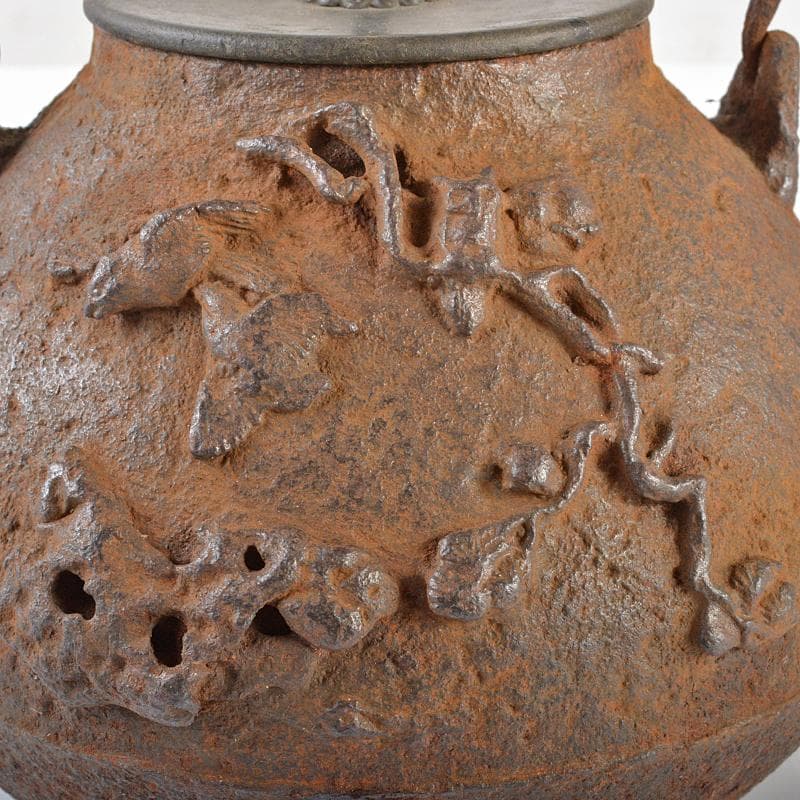 茶道具　鳥松文　鉄瓶　鉄釜　D　R6326