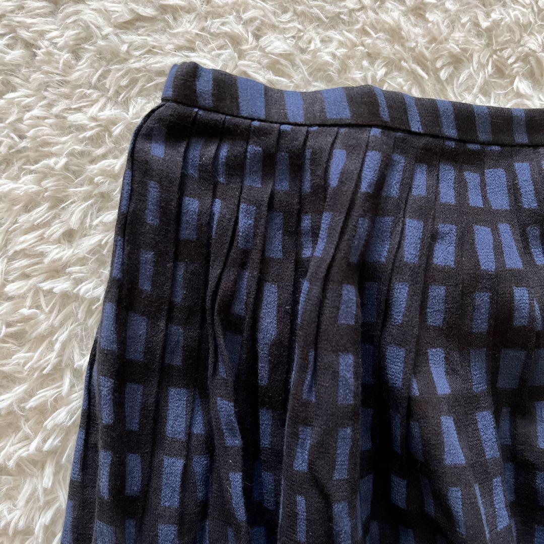 【ミナペルホネン】sora check ソラチェック　ひざ丈スカート　綿　38