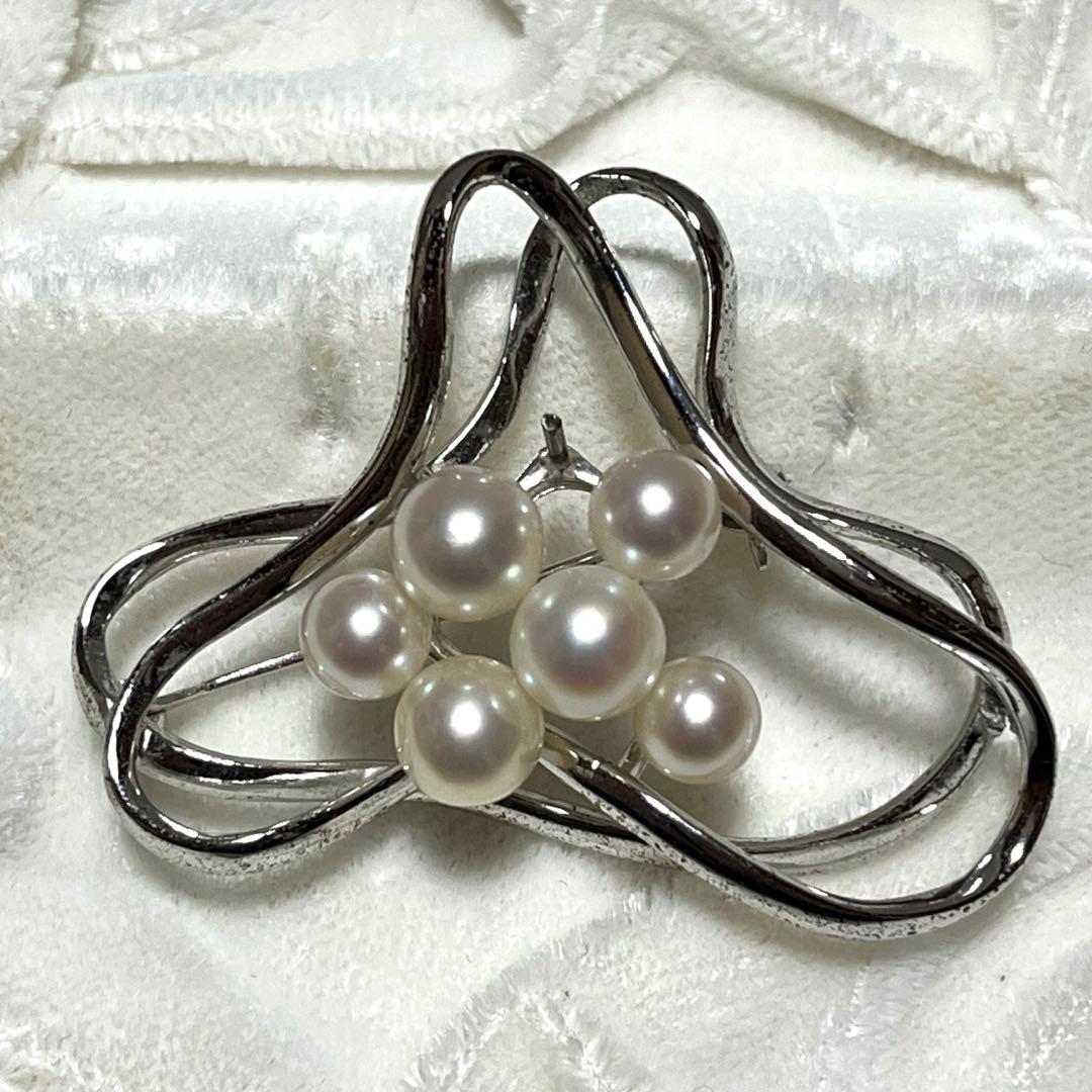 MIKIMOTO ブローチ　あこや真珠　アコヤ真珠　シルバー　SILVER