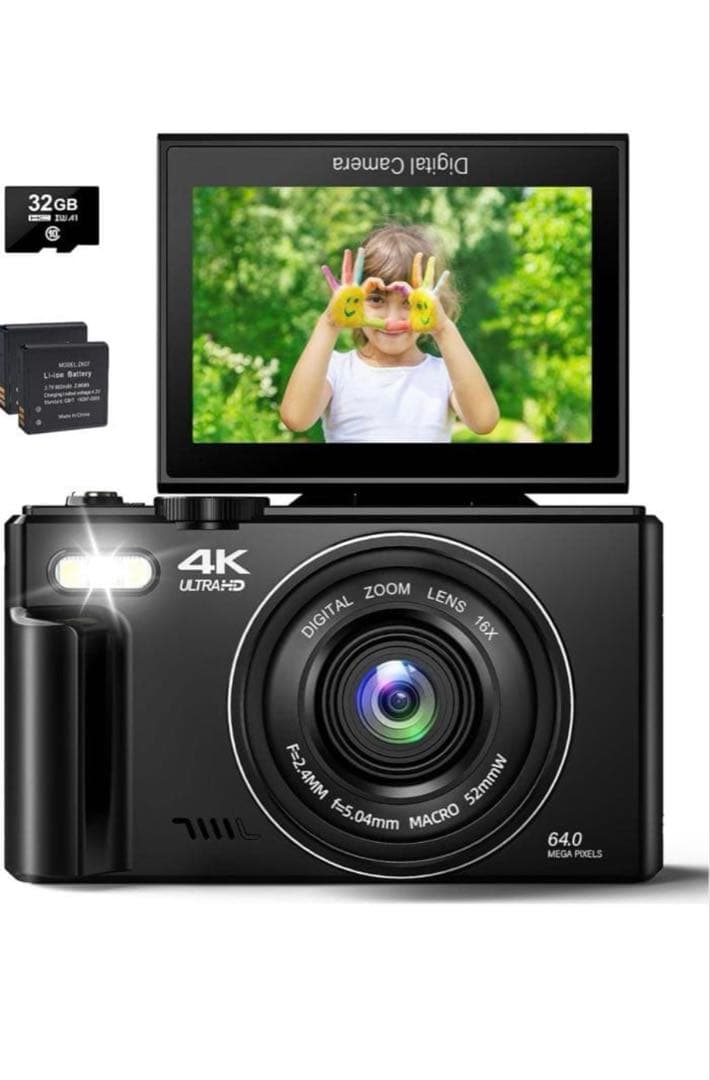 4Kデジタルカメラ 6400万画素 32GB付属